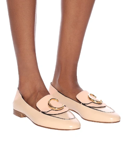 Shop Chloé C Leather Loafers In Pink