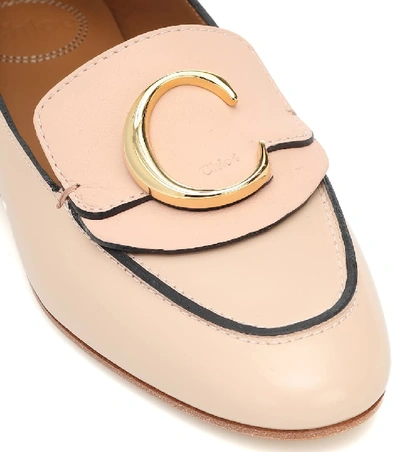 Shop Chloé C Leather Loafers In Pink