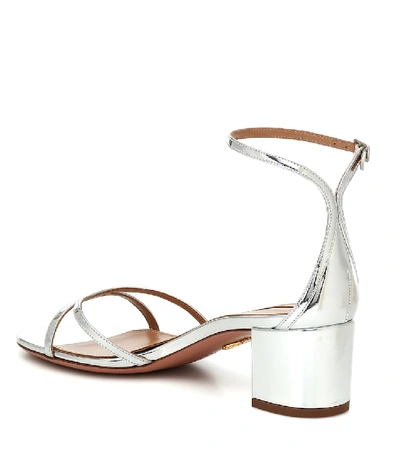 Shop Aquazzura Purist 50 Metallic Leather Sandals In Silver
