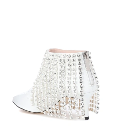 Shop Christopher Kane Crystal Patent Leather Ankle Boots In White