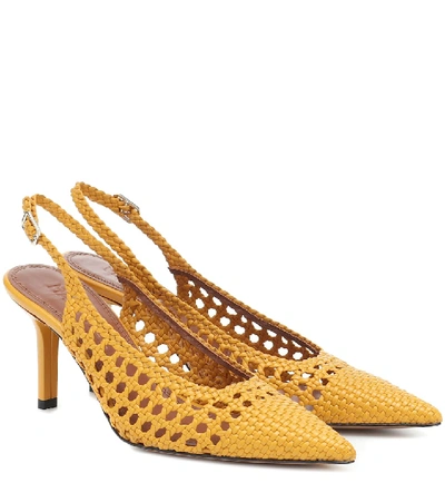 Shop Souliers Martinez Badajoz Leather Slingback Pumps In Yellow