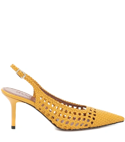 Shop Souliers Martinez Badajoz Leather Slingback Pumps In Yellow