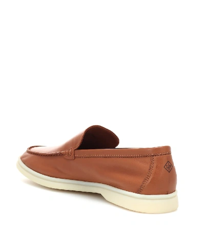 Shop Loro Piana Summer Walk Leather Loafers In Brown