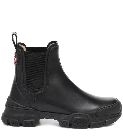 Shop Gucci Leather Ankle Boots In Black