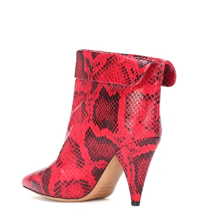 Shop Isabel Marant Lisbo Leather Ankle Boots In Red