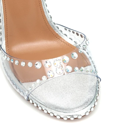 Shop Aquazzura Dream 105 Embellished Pvc Sandals In Silver