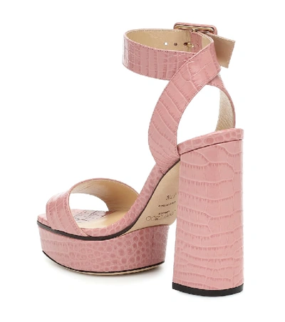 Shop Jimmy Choo Jax 125 Leather Platform Sandals In Pink
