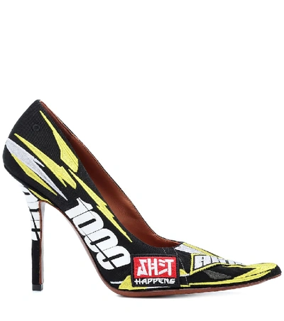Shop Vetements Embroidered Leather Pumps In Black