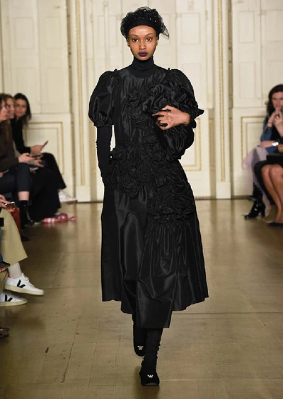 Shop Simone Rocha Embellished Velvet Ballet Flats In Black