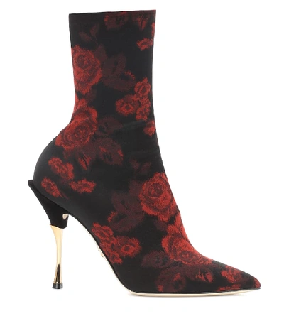 Shop Dolce & Gabbana Cardinale Jacquard Ankle Boots In Red