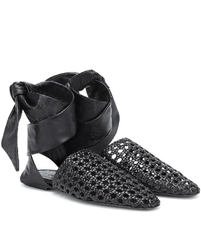 Shop Jil Sander Woven Leather Sandals In Black