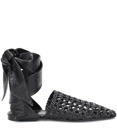 Shop Jil Sander Woven Leather Sandals In Black