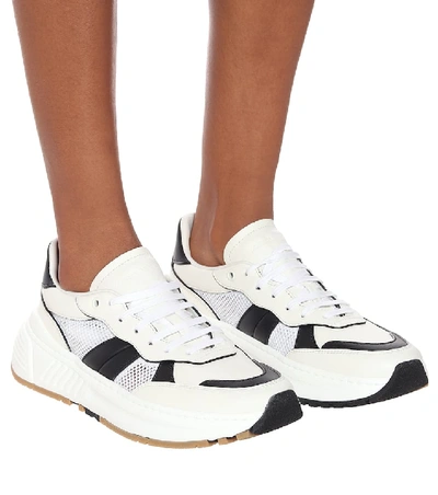 Shop Bottega Veneta Speedster Leather And Mesh Sneakers In White