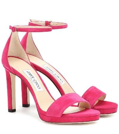 Shop Jimmy Choo Misty 100 Suede Sandals In Pink