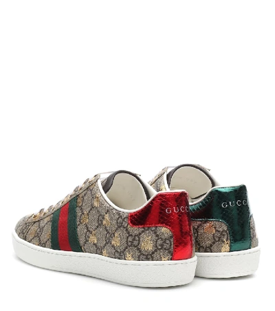 Shop Gucci Ace Canvas Printed Sneakers In Brown