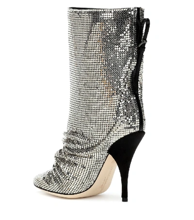 Shop Marco De Vincenzo Chainmail And Leather Ankle Boots In Silver