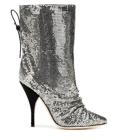 Shop Marco De Vincenzo Chainmail And Leather Ankle Boots In Silver