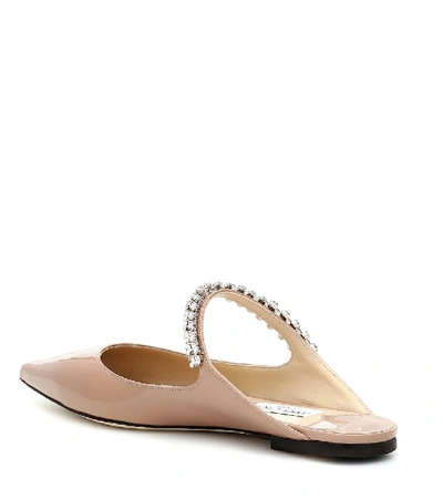 Shop Jimmy Choo Bing Patent Leather Slippers In Beige