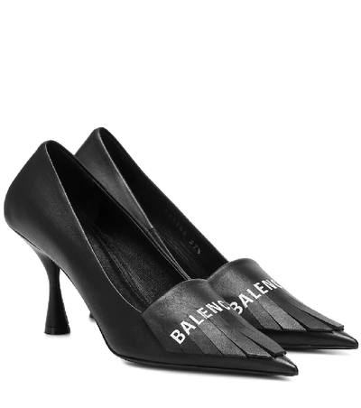 Shop Balenciaga Knife Fringed Leather Pumps In Black