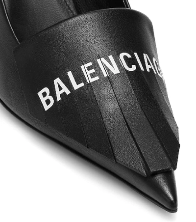 Shop Balenciaga Knife Fringed Leather Pumps In Black