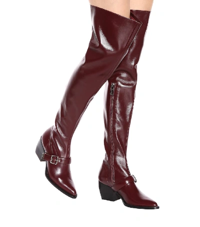 Shop Chloé Over-the-knee Leather Boots In Red
