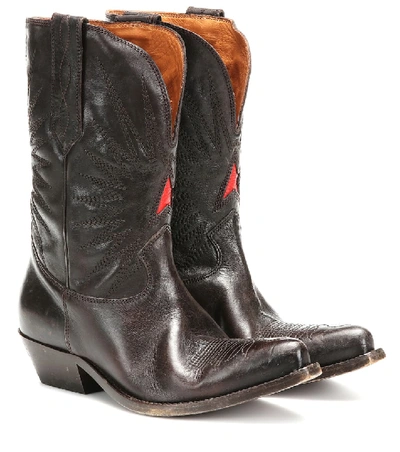 Shop Golden Goose Wish Star Leather Cowboy Boots In Brown