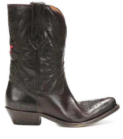 Shop Golden Goose Wish Star Leather Cowboy Boots In Brown