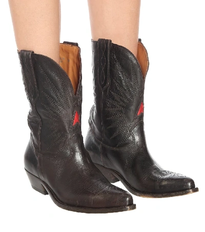 Shop Golden Goose Wish Star Leather Cowboy Boots In Brown