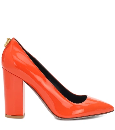 Shop Valentino Ringstud Patent Leather Pumps In Orange