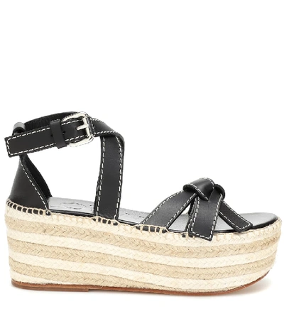 Shop Loewe Gate Leather Espadrilles In Black