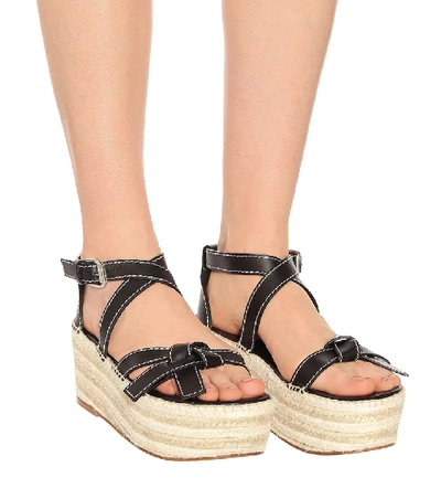 Shop Loewe Gate Leather Espadrilles In Black