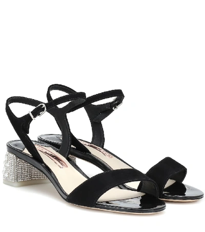Shop Sophia Webster Amber Embellished Suede Sandals In Black
