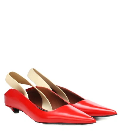 Shop Proenza Schouler Slingback Wave Leather Mules In Red