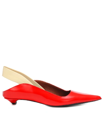 Shop Proenza Schouler Slingback Wave Leather Mules In Red