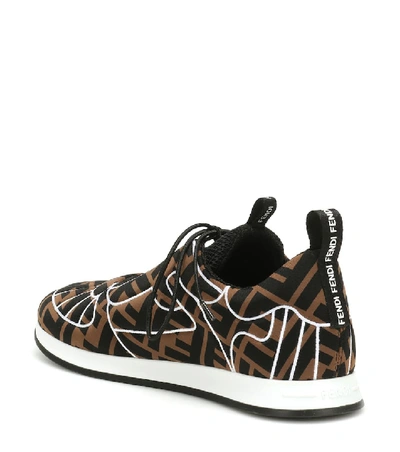 Fendi Ffreedom Logo Embroidered Sneaker In Brown