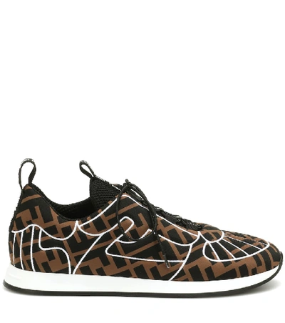 Fendi Ffreedom Logo Embroidered Sneaker In Brown