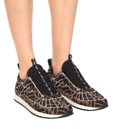 Fendi Ffreedom Logo Embroidered Sneaker In Brown