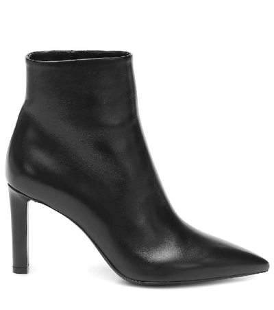 Shop Saint Laurent Kate 85 Leather Ankle Boots In Black