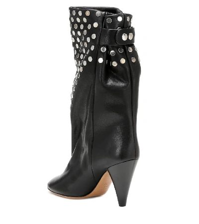 Shop Isabel Marant Lafkee Studded Leather Boots In Black