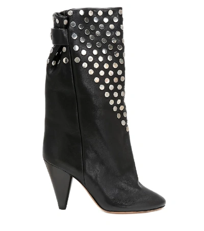 Shop Isabel Marant Lafkee Studded Leather Boots In Black