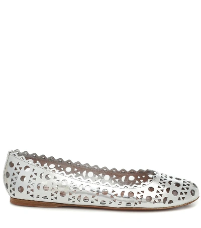 Shop Alaïa Leather Ballet Flats In Silver