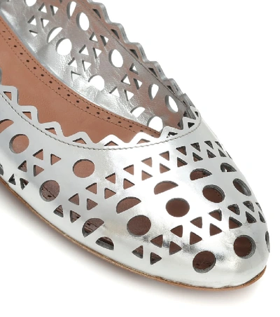 Shop Alaïa Leather Ballet Flats In Silver