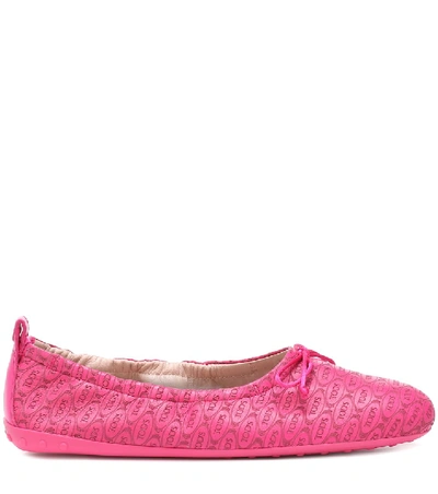 Shop Tod's Leather Ballet Flats In Pink