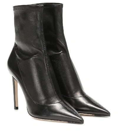 Shop Jimmy Choo Brin 100 Leather Ankle Boots In Black