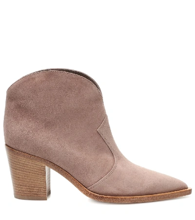 Shop Gianvito Rossi Nevada Suede Ankle Boots In Pink