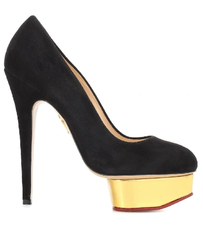 Shop Charlotte Olympia Dolly Suede Platform Pumps In Black