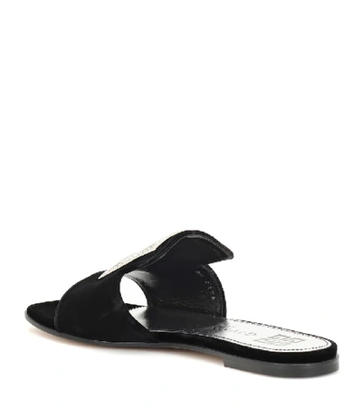 Shop Givenchy 4g Embellished Velvet Sandals In Black