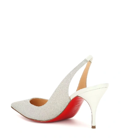 Shop Christian Louboutin Clare Sling 80 Glitter Pumps In Silver