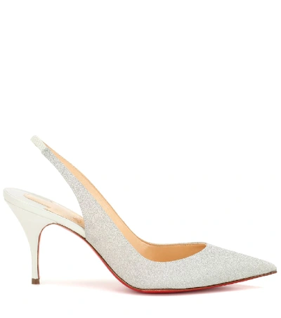 Shop Christian Louboutin Clare Sling 80 Glitter Pumps In Silver