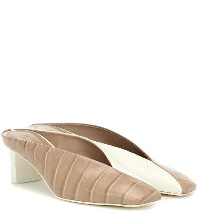 Shop Mercedes Castillo Alenna Leather Mules In Beige